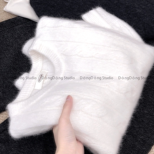 冬季新品【仙女毛衣】圆领套头纯色麻花宽松长袖针织衫毛衣 9012