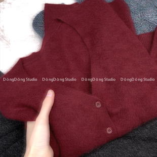 早春尝鲜价！拉毛V领纯色开衫宽松长袖针织衫女士毛衣外套 9069