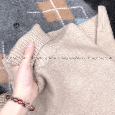 特！售完无补！全毛金豆高领套头纯色宽松长袖针织衫毛衣 N0995