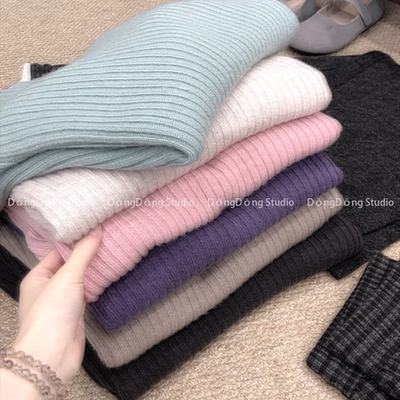 人手三条！【高领全毛1号】无缝纯色套头宽松长袖毛衣打底衫 6609