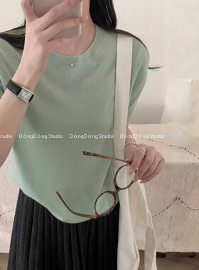 /无缝糖果/穿搭！2026新款纯色打底T恤【衣长59胸围102】3301