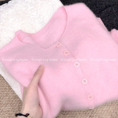 售完无补 全毛拉毛开衫 圆领纯色宽松长袖 特 针织衫 毛衣外套5527