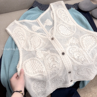衣长59胸围90 立体镂空马甲针织衫 55201 腰花果马甲 人见人爱