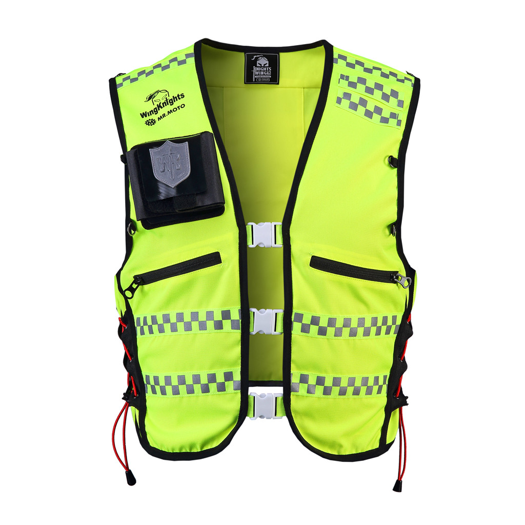 WK翼骑士摩托车机车骑行马甲背心车队铁骑LED灯背包护胸反光拉力
