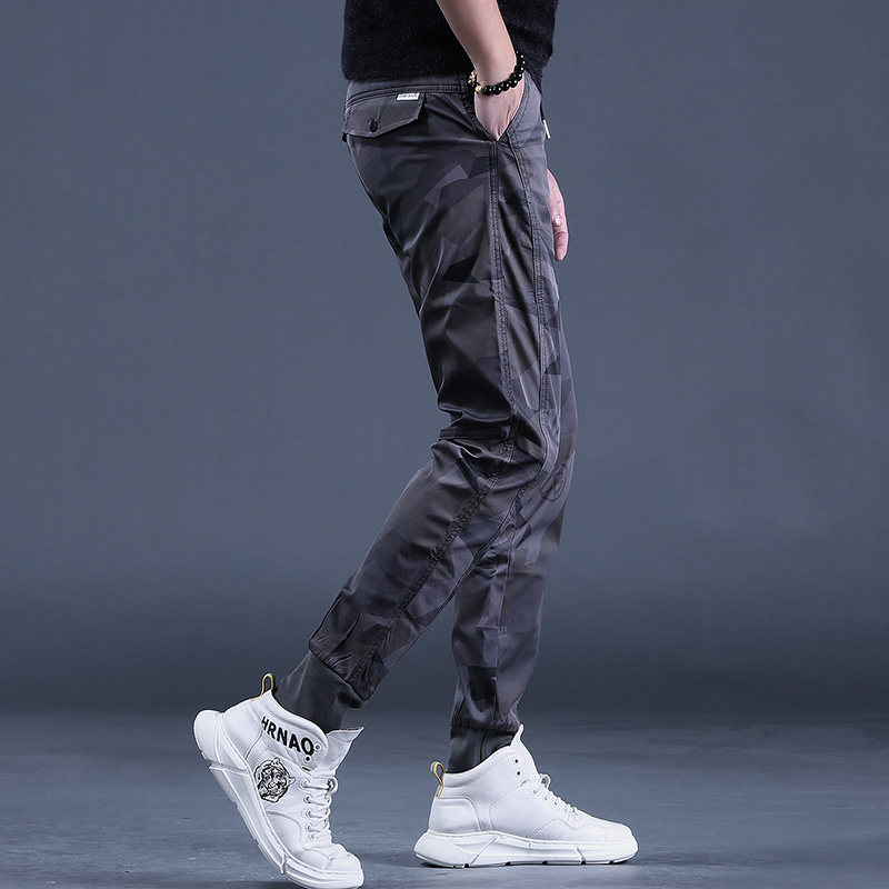 迷彩运动裤男潮牌束脚休闲裤2025年秋冬季新款韩版潮流加绒男裤子