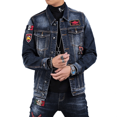 男士牛仔夹克翻领秋季宽松