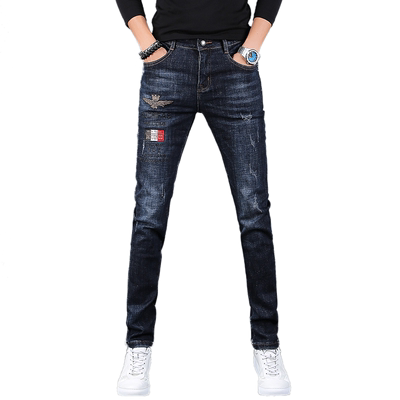 秋冬修身长裤牛仔裤刺绣