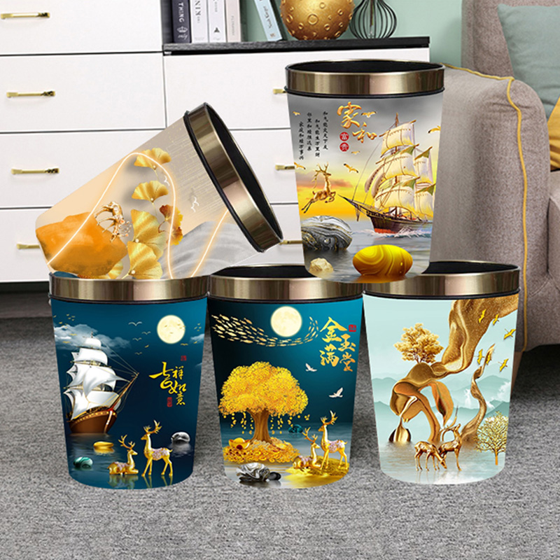 新中式垃圾桶轻奢高档中国风纸篓