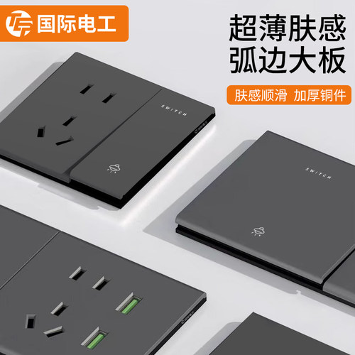 国际电工灰色开关插座