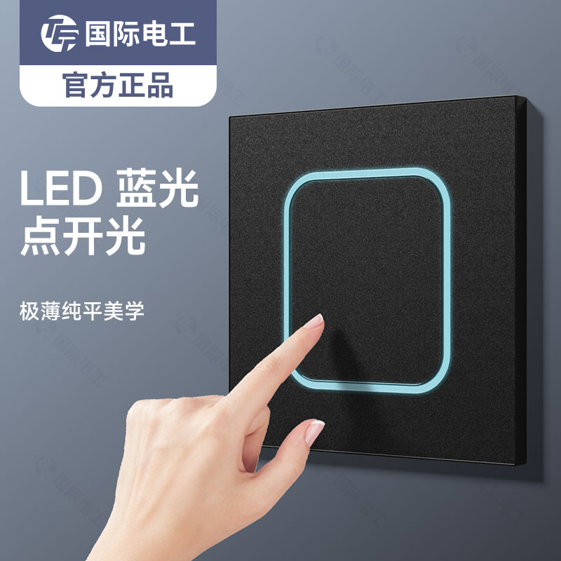 国际电工哑光黑色开关插座