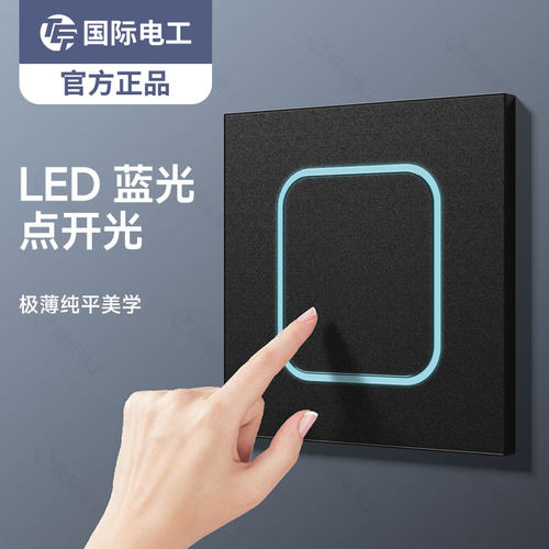 国际电工哑光黑色开关插座