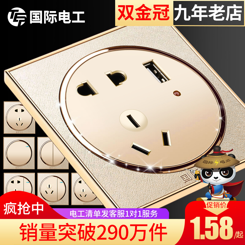 国际电工五孔开关插座面板官方