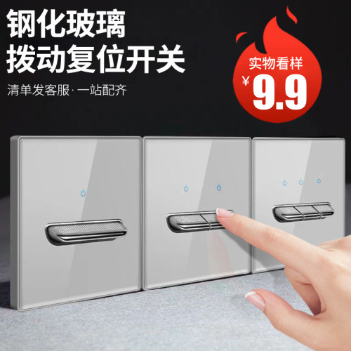 灰色钢化玻璃复古拨杆开关