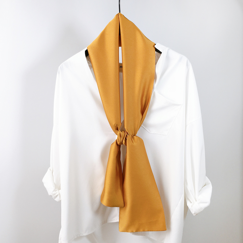 百搭不过时的纯色长条丝巾女多色可选春秋薄装饰领巾韩国夏季围巾