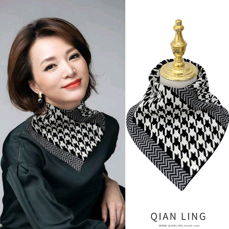 百搭三角毛线围脖防寒保暖护颈脖套针织围巾女士洋气冬季新款韩版