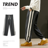 2025男士秋季冬季新款条纹个性化创意百搭休闲长裤，男装休闲裤，星座1508