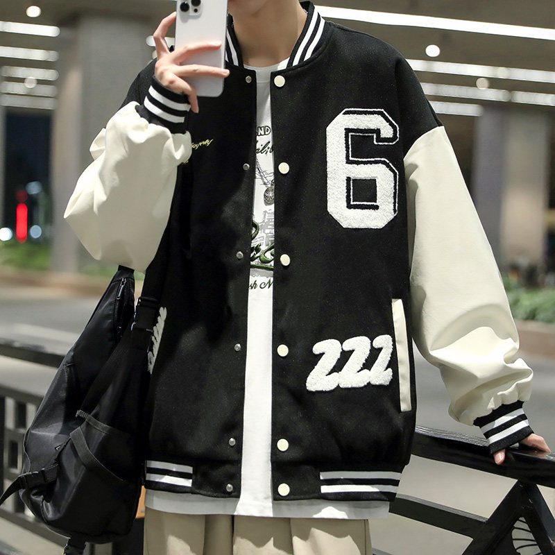 日系港风新款夹克男女同款衣服宽松潮牌休闲外套飞行领棒球服P75，男装夹克，星座1508