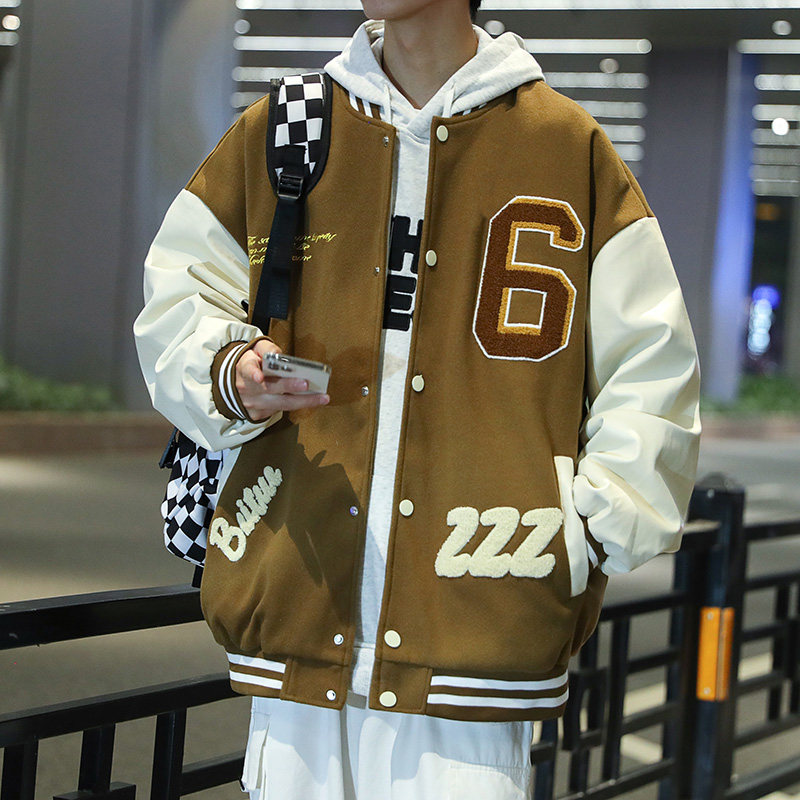 日系港风新款夹克男女同款衣服宽松潮牌休闲外套飞行领棒球服P75,男装夹克,星座1508