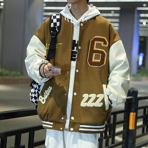 日系港风新款夹克男女同款衣服宽松潮牌休闲外套飞行领棒球服P75图片