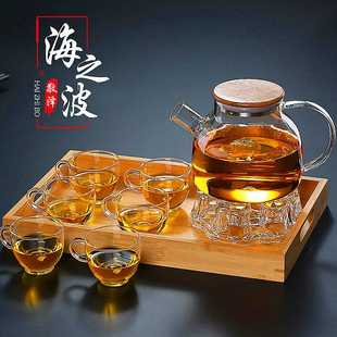 玻璃水壶泡茶壶煮茶水果花茶竹盖耐热防爆高硼硅材质茶具套装 家用