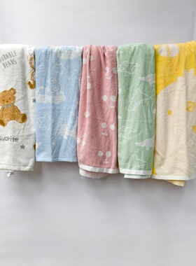 清仓！100%全棉卡通儿童小浴巾洗澡大毛巾裹巾小包毯亲肤柔软