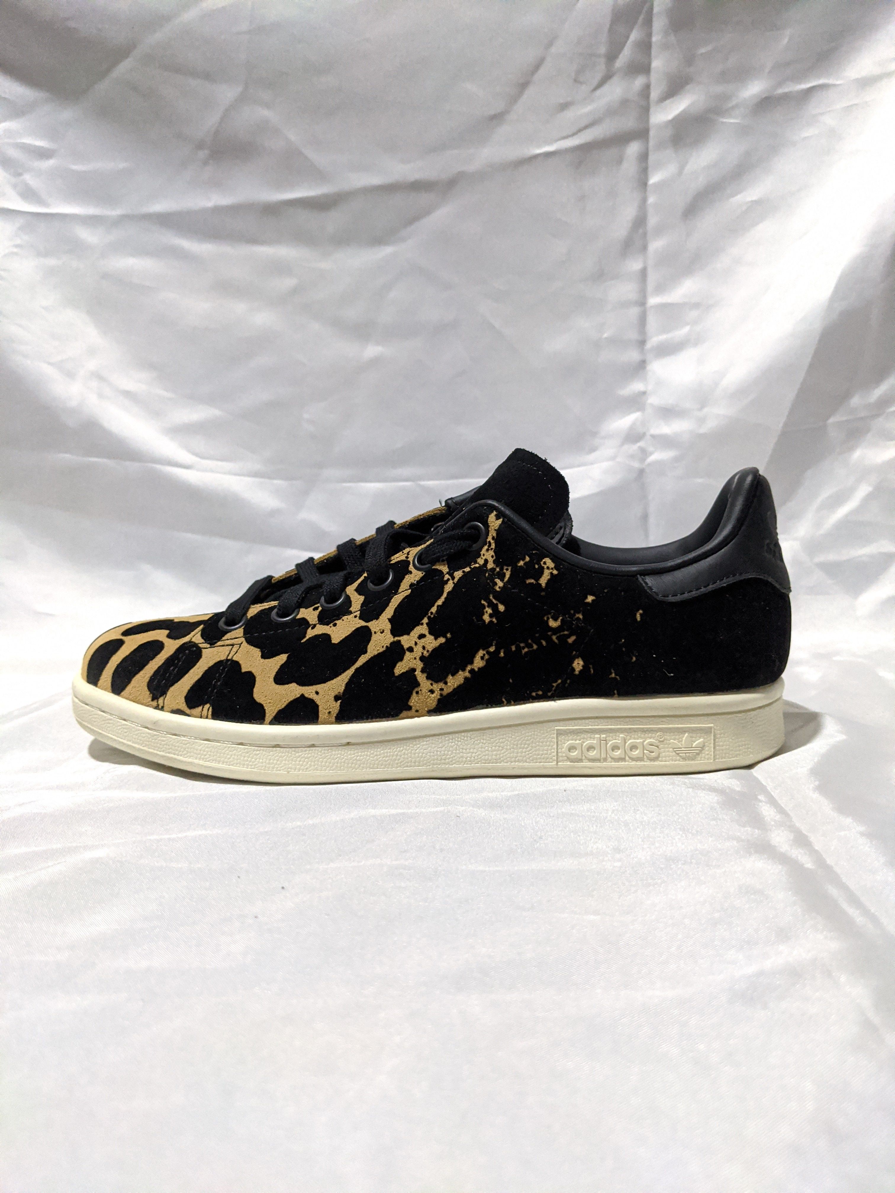 三叶草 ADIDAS STAN SMITH 女子豹纹翻毛皮经典款休闲鞋 S77346