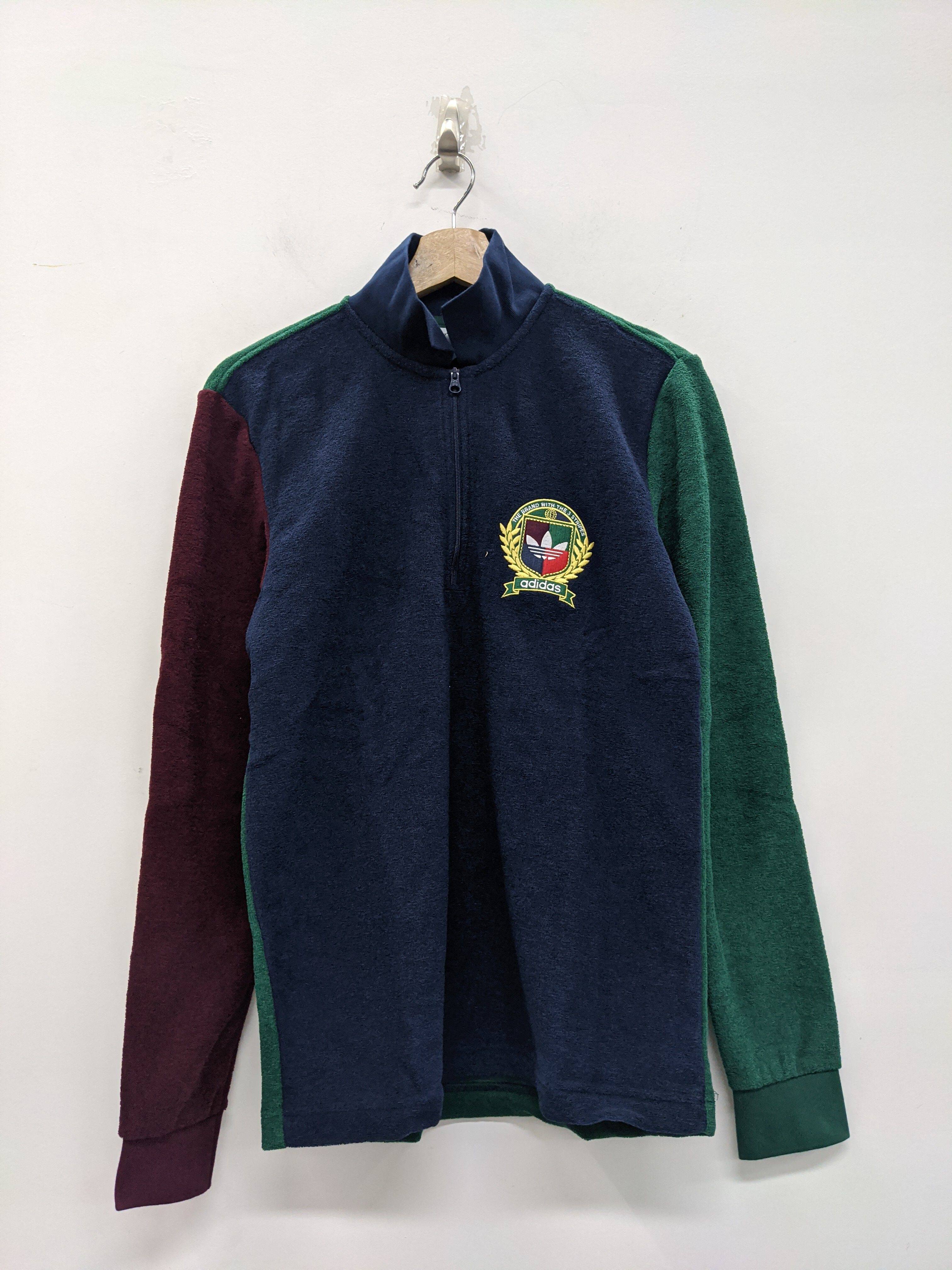 正品 英伦风 三叶草 男子学院派针织加绒保暖撞色半拉链款套头衫