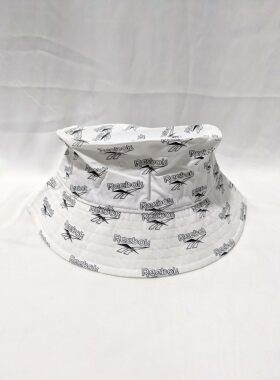 锐步 Reebok cl vector bucket hat 情侣滿版印花漁夫帽白 DU7327