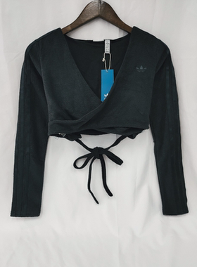  adidas Wraparound 女子V领绑带开衫披肩短外套毛衣 JN3011