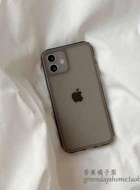 适用苹果11proMax/12/13/15/XR/78plus/14高级灰黑色透明手机壳软