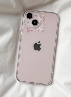 ins风圈圈兔子适用苹果12/15/16/17proMax手机壳13透明情侣iPhone14plus可爱iPhoneAir