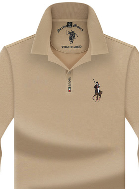 纯棉polo衫男款春秋季品牌男士全棉t恤长袖男t新款体血高档plol衫