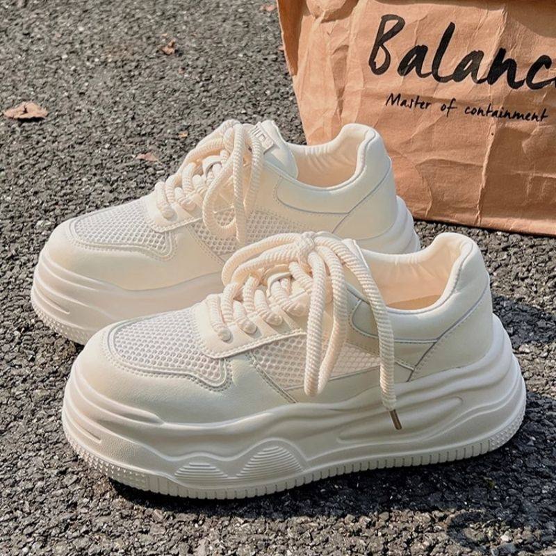 爆款网面透气百搭小白鞋女2025新款夏季厚底增高板鞋女小众休闲鞋,女鞋,浅口单鞋,淘宝优惠券,粉丝福利购,淘宝优惠卷