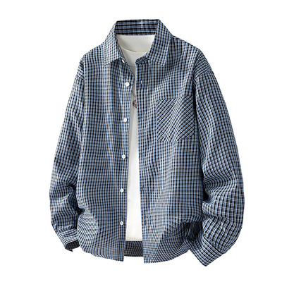 C2553美式复古格子衬衫男秋季高