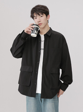 帝创者C2324秋季新品男生长袖衬衣潮牌复古工装男士长袖衬衫外套