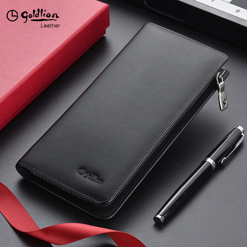 金利来钱包男士长款真皮拉链手包2023新款皮夹奢侈品牌名牌手拿包