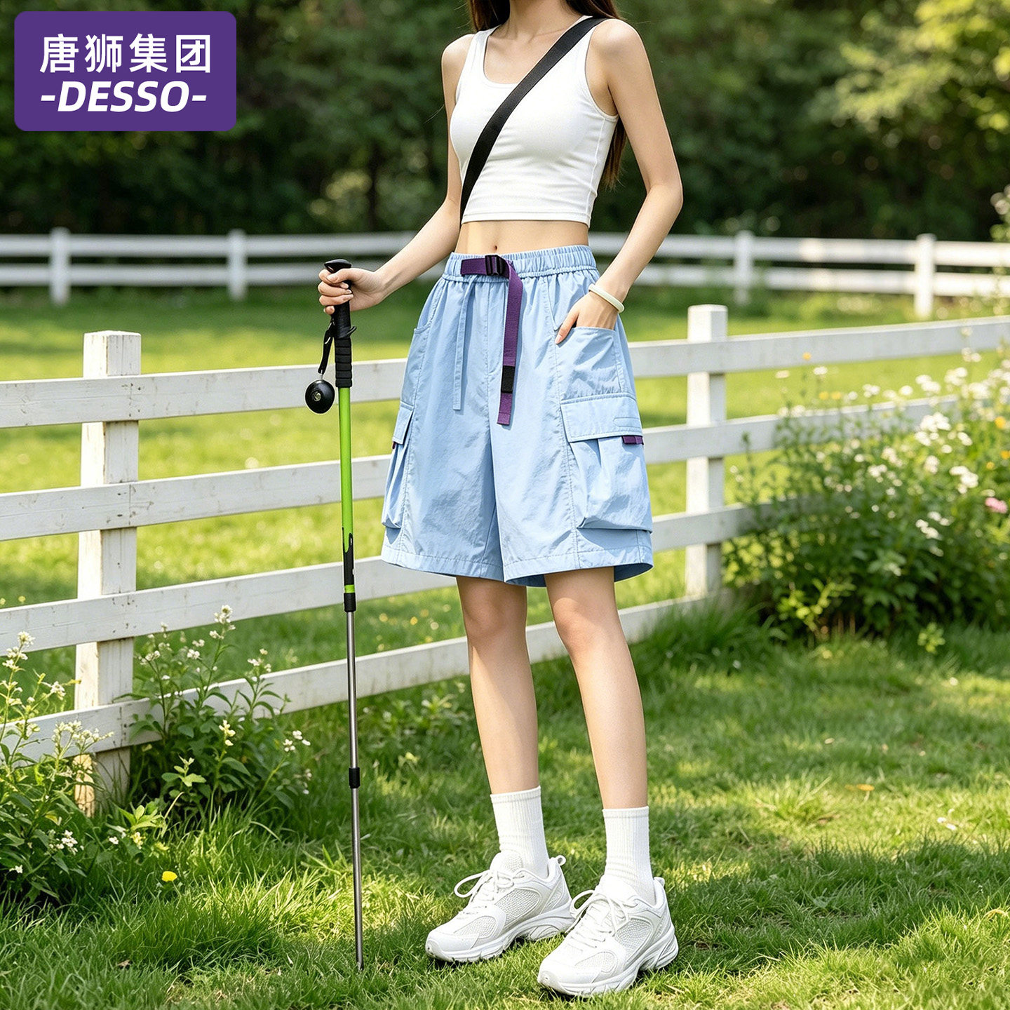 唐狮集团冰丝速干短裤女夏季2026新款外穿休闲运动裤工装五分裤子图片