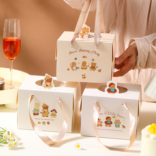 四寸手提蛋糕盒2026新款4/5/6六寸加高加厚烘焙包装盒甜品打包盒