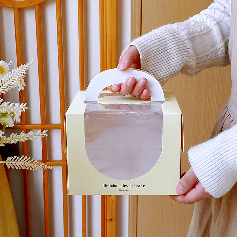 4寸蛋糕盒四寸手提包装盒小5寸/6寸开窗加高双层六寸一体纸盒定制