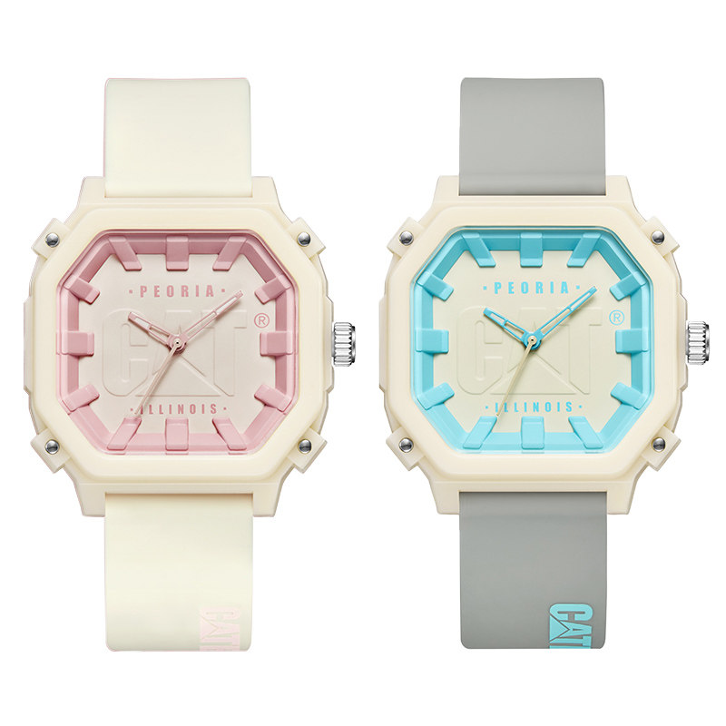 cat卡特手表女运动石英表时尚简约复古大表盘女表方形硅胶腕表f87