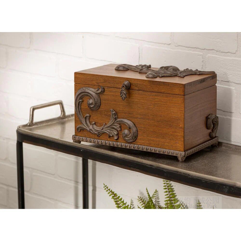 纽约下城公园进口GG Collection古香古色老祖母鸢尾花镶嵌木盒