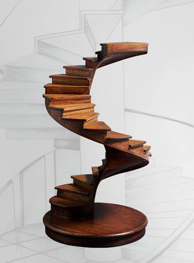 现 纽约下城公园进口手工艺术品3D歌剧院优雅旋转阶梯木质摆件