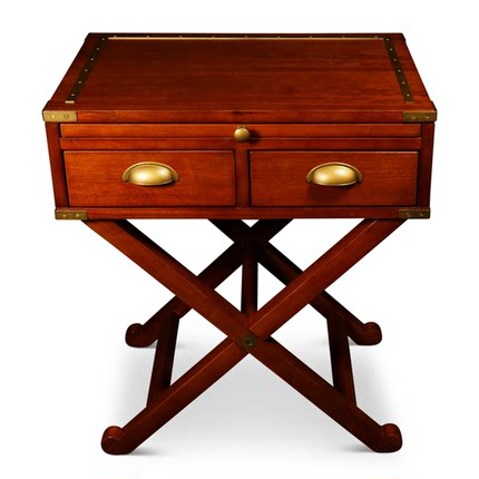 纽约下城公园进口Authentic Models 战地宝箱木质古典抽屉小桌子
