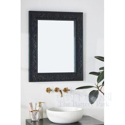 现 纽约下城公园进口龙目岛迷人花朵波西米亚木质手工雕刻浴室镜