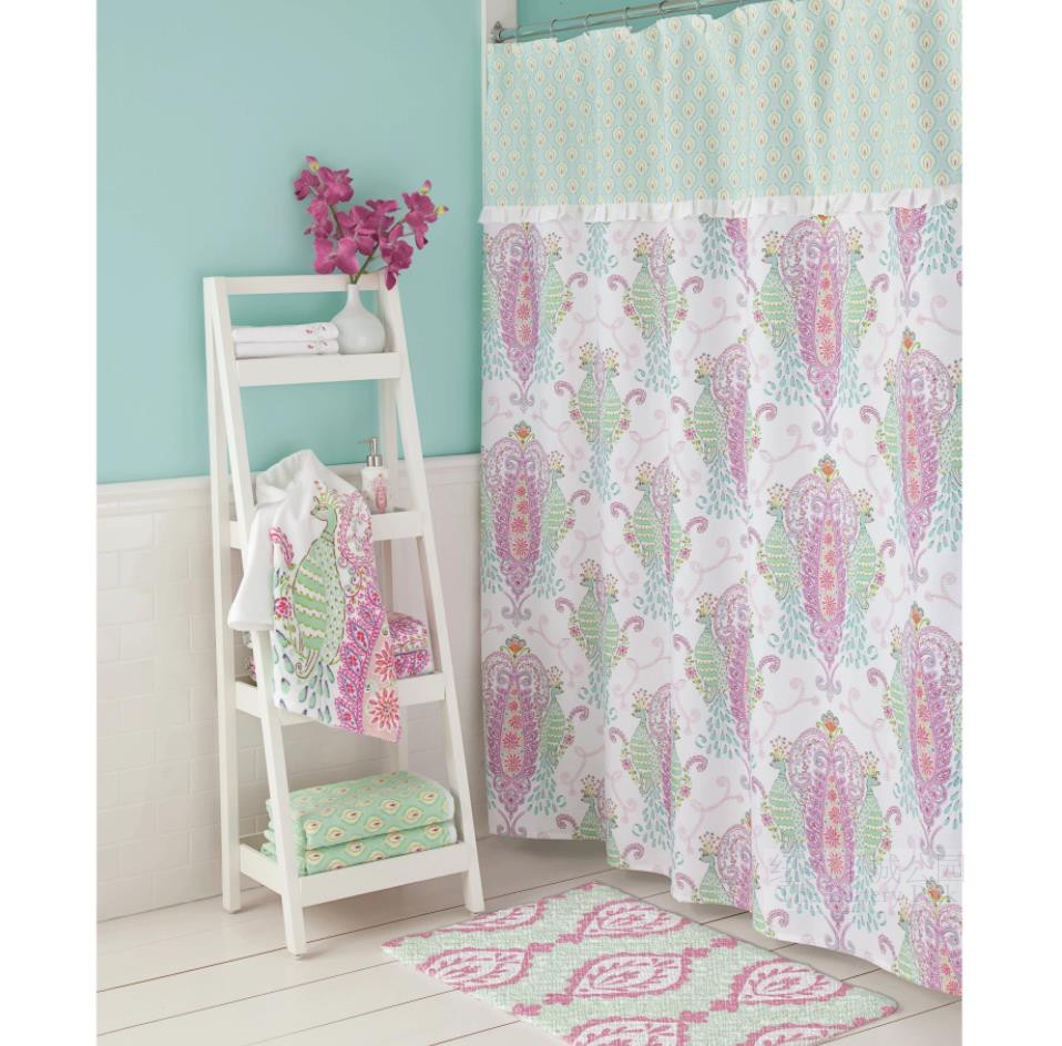 现货进口开屏棉质/浴巾地垫孔雀