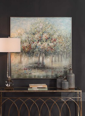 纽约下城公园进口uttermost甜美点彩繁花树手绘油画装饰画121cm