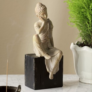 纽约下城公园进口若有所思的佛陀净灵宁心桌面摆设