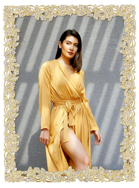 纽约下城公园进口olivia riegel洛蒂金色蝴蝶结奢华水晶锡质相框