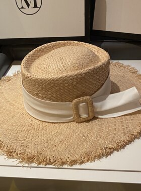 平顶流苏边女拉菲草优雅平边春夏