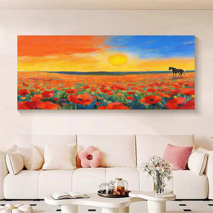 大芬村现代纯手绘油画红运当头客厅装饰画立体横幅花卉风景挂画